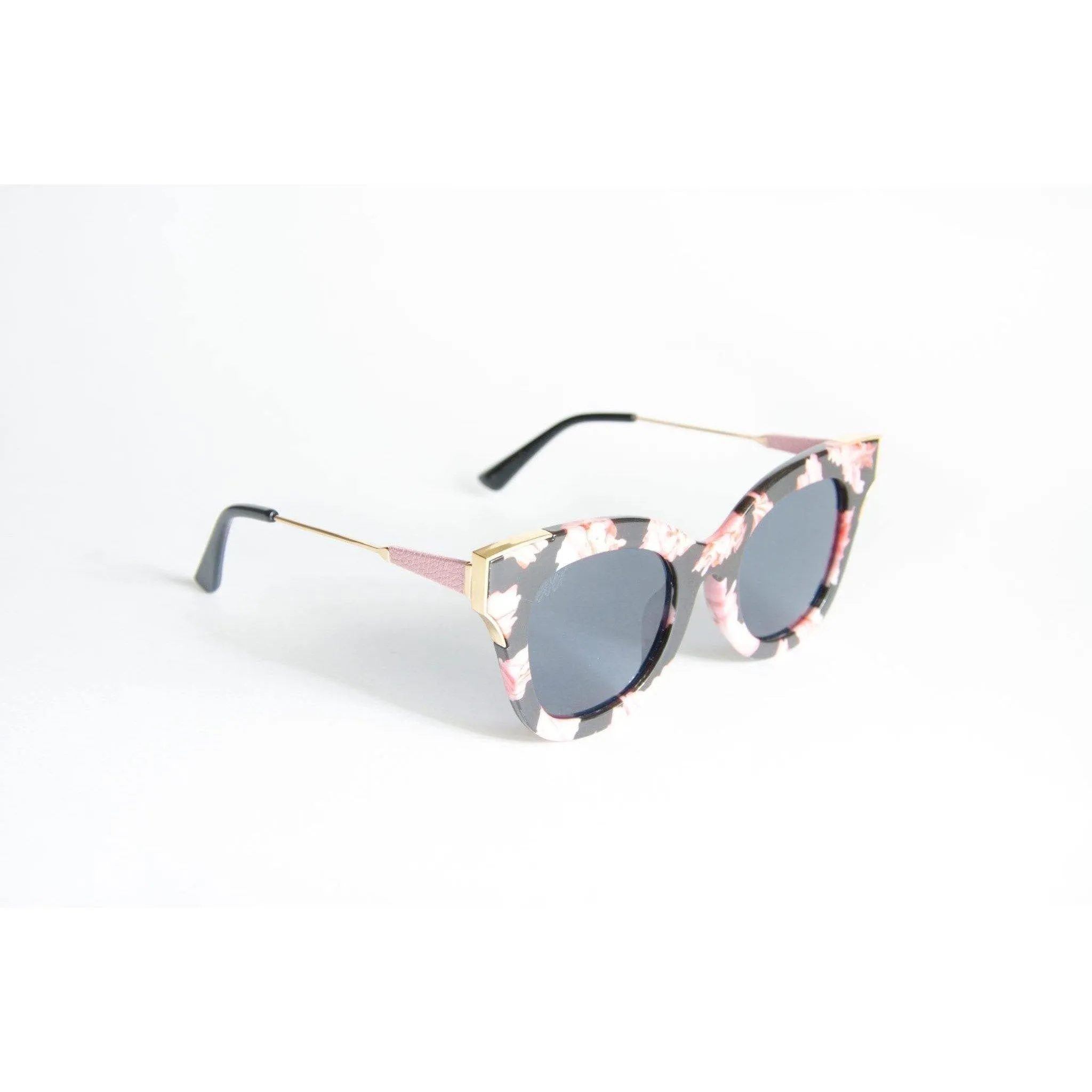 Women's Round Frame Cat Eye Flower Sunglasses