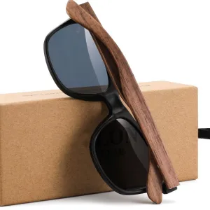 Yimaruili Men's Full Rim Wood Resin Frame HD Polarized Sunglasses 8004